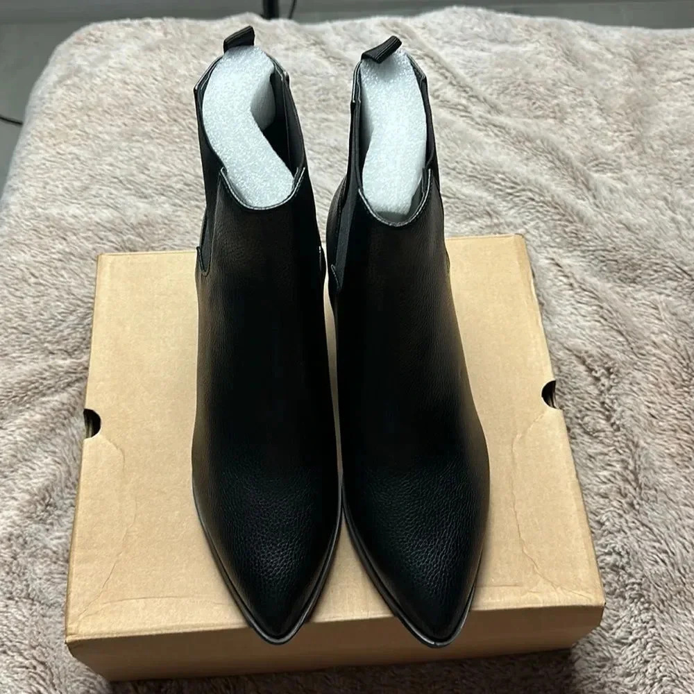 VETASTE Pointed Toe Stacked Chunky Block Heel Ank… - image 8